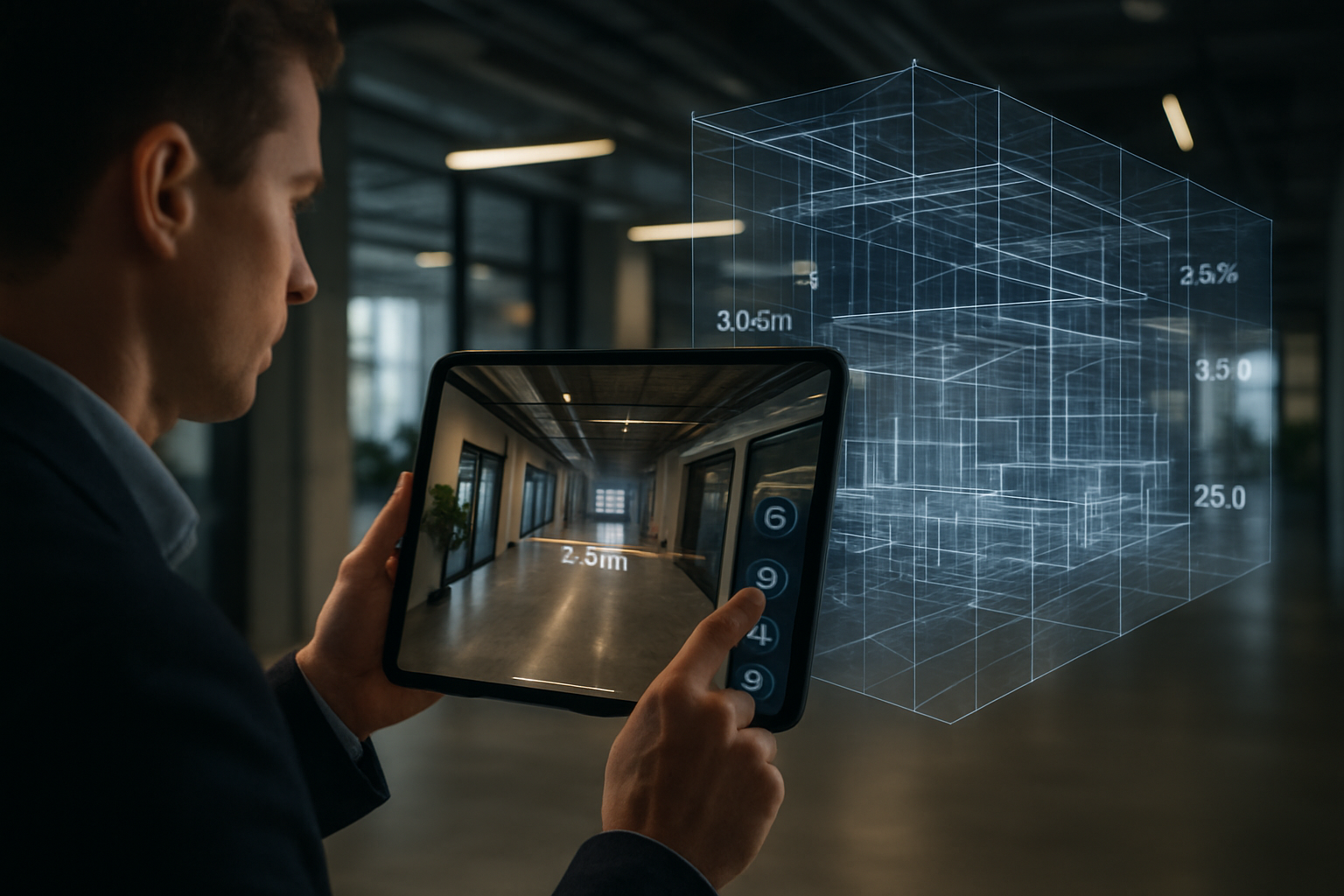 imagen que represente servicios de gemelos digitales a partir de tour virtuales inmersivas en 3D para recorrer medir y gestionar activos o espacios combinando visualizacin realista con interactividad y datos en tiempo real-3